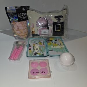 Floral Cosmetic Bag with Beauty Accessories